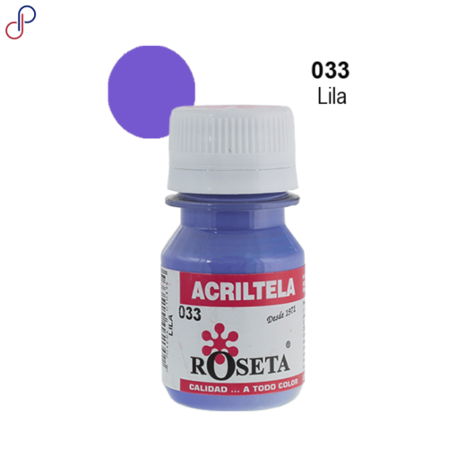 Frasco de pintura acrílica "Acriltela" de la marca Roseta, de color Lila y capacidad de 30cc.