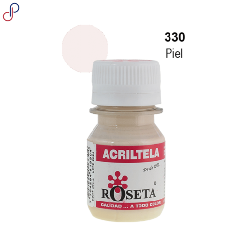 Frasco de pintura acrílica "Acriltela" de la marca Roseta, de color Piel y capacidad de 30cc.