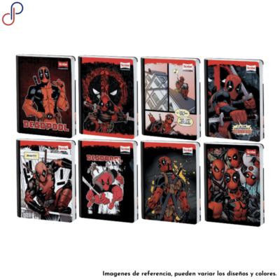 Ocho cuadernos cosidos Master con portadas coloridas e ilustraciones del personaje animado de Marvel "Deadpool"