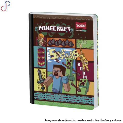 Cuaderno Master donde se muestra varios elementos del videojuego Minecraft.