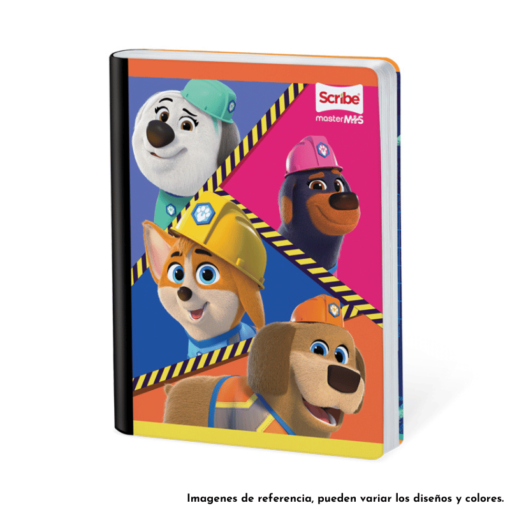Cuaderno Master donde se muestra a cuatro perros de la serie animada Pupstruction.