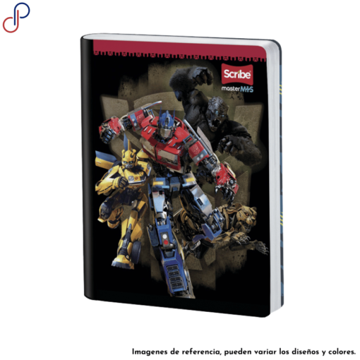 Cuaderno Master donde se muestra a Optimus, un Chita, un Gorila y Bumblebee de la película Transformers.