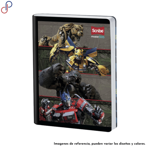 Cuaderno Master donde se muestra a Optimus, Bumblebee, un Gorila y un Chita de la película Transformers.