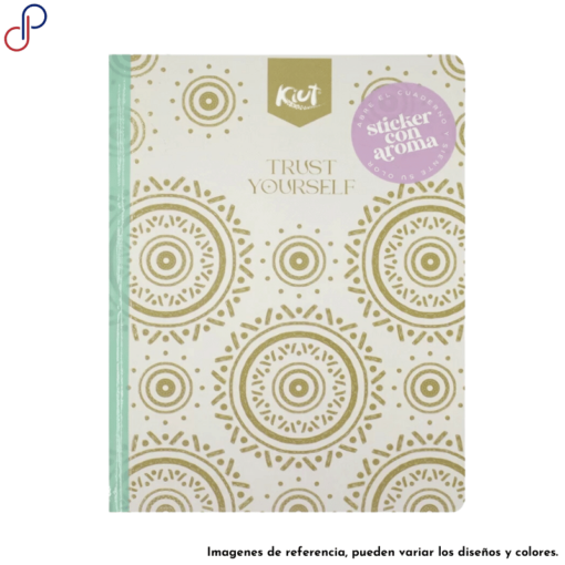 Cuaderno Norma de la marca propia Kiut con una frase motivadora y un color claro.