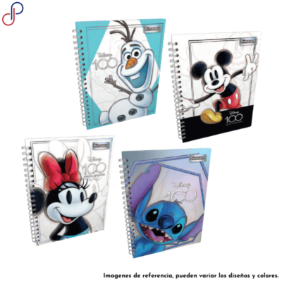 Cuatro cuadernos Primavera argollados de Disney con motivos para mujer como Minnie, Stitch y Frozen.