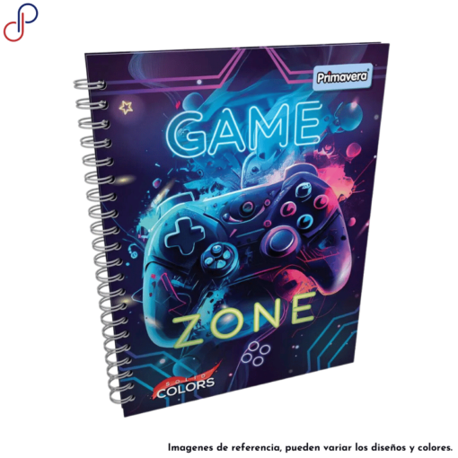 Cuaderno Primavera argollado de un control de videojuegos con las palabras "Game Zone"