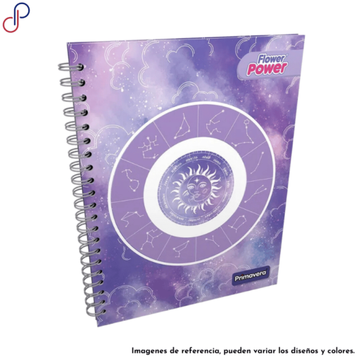 Cuaderno Primavera argollado con un diseño de un horóscopo con las constelaciones