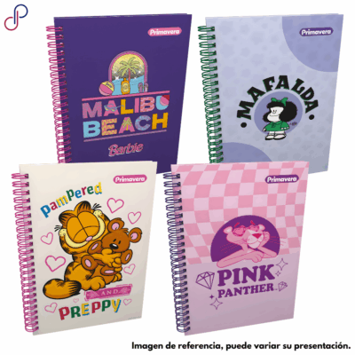 Cuaderno Primavera Argollado Pequeño Pasta Dura Mujer