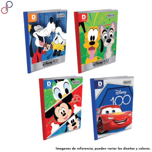 Cuatro cuadernos Primavera de Disney tipo D ferrocarril con motivos como Mickey Mouse o Cars.