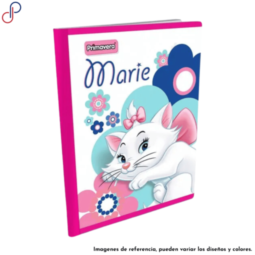 Cuaderno Primavera de Disney donde se muestra el personaje animado Marie.
