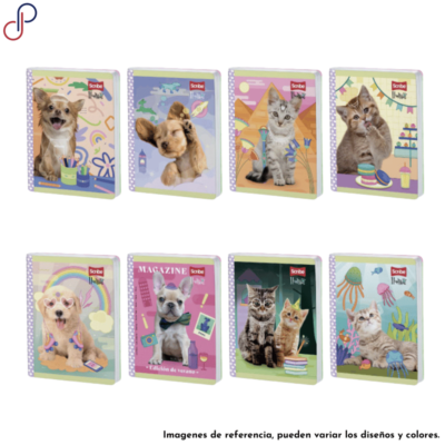 Ocho cuadernos cosidos Scribe con portadas coloridas e ilustraciones de animalitos de la marca "Huellitas"