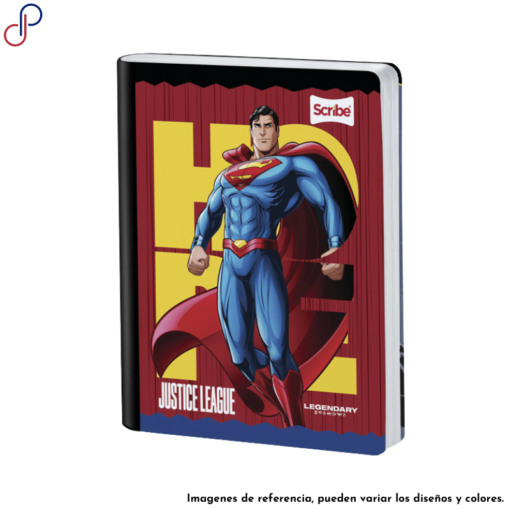 Cuaderno Scribe de Justice League, donde se ve a Superman volando.