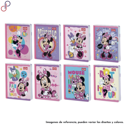 Ocho cuadernos cosidos Scribe con portadas coloridas e ilustraciones vibrantes del personaje animado "Minnie"
