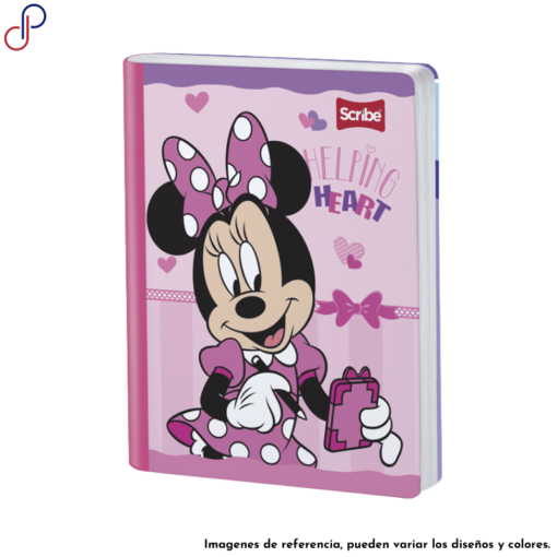 Cuaderno Scribe donde se ve a Minnie Mouse tomando apuntes.