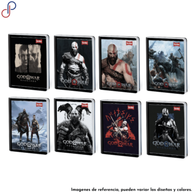 Ocho cuadernos cosidos Scribe con portadas coloridas e ilustraciones vibrantes del videojuego de PlayStation "God Of War"