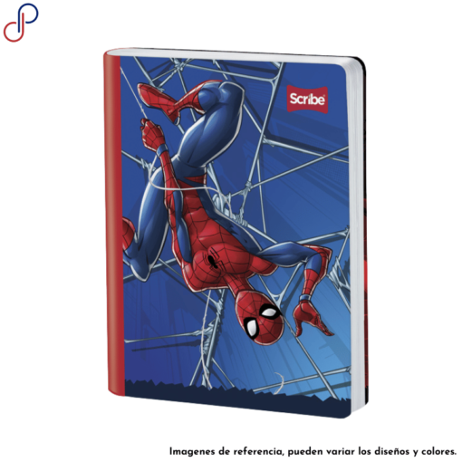 Cuaderno Master donde se muestra a Spiderman colgado de una telaraña.
