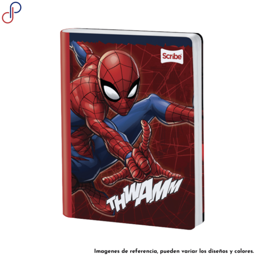 Cuaderno Master donde se muestra a Spiderman lanzando una telaraña.