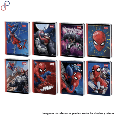 Ocho cuadernos cosidos Scribe con portadas coloridas e ilustraciones vibrantes de los personajes animados de "Spiderman"