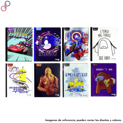 Ocho cuadernos X-Prestarte con motivos y caratulas variadas para hombre de diversos videojuegos, películas y series.