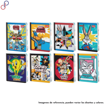 Ocho cuadernos cosidos Master con portadas coloridas e ilustraciones vibrantes de los personajes animados de "Looney Tunes"