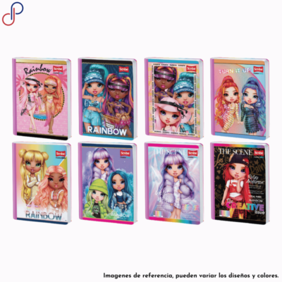 Ocho cuadernos cosidos Master con portadas coloridas y de personajes estilizados de la marca de Scribe "Rainbow"