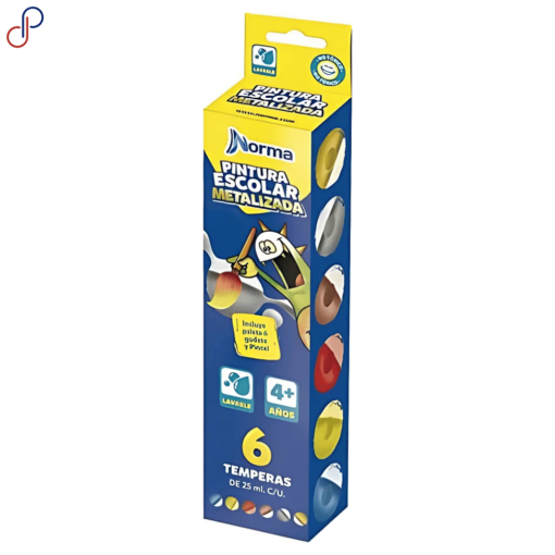 Pintura Escolar Norma Metalizada 25ml x6