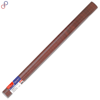 rollo adhesivo escolart madera 3m de un color madera oscuro, cuenta con la etiqueta con características.