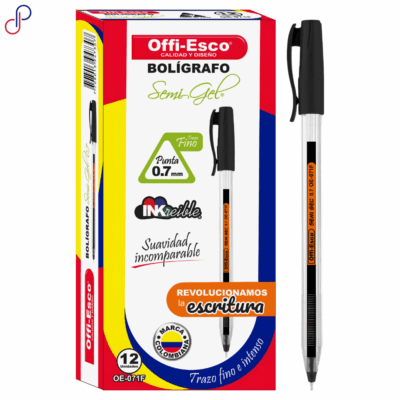 Esfero Offi-Esco 071F Semigel 0.7 Negro x12