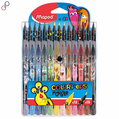 Kit Maped Colores Monster x15 + Plumones