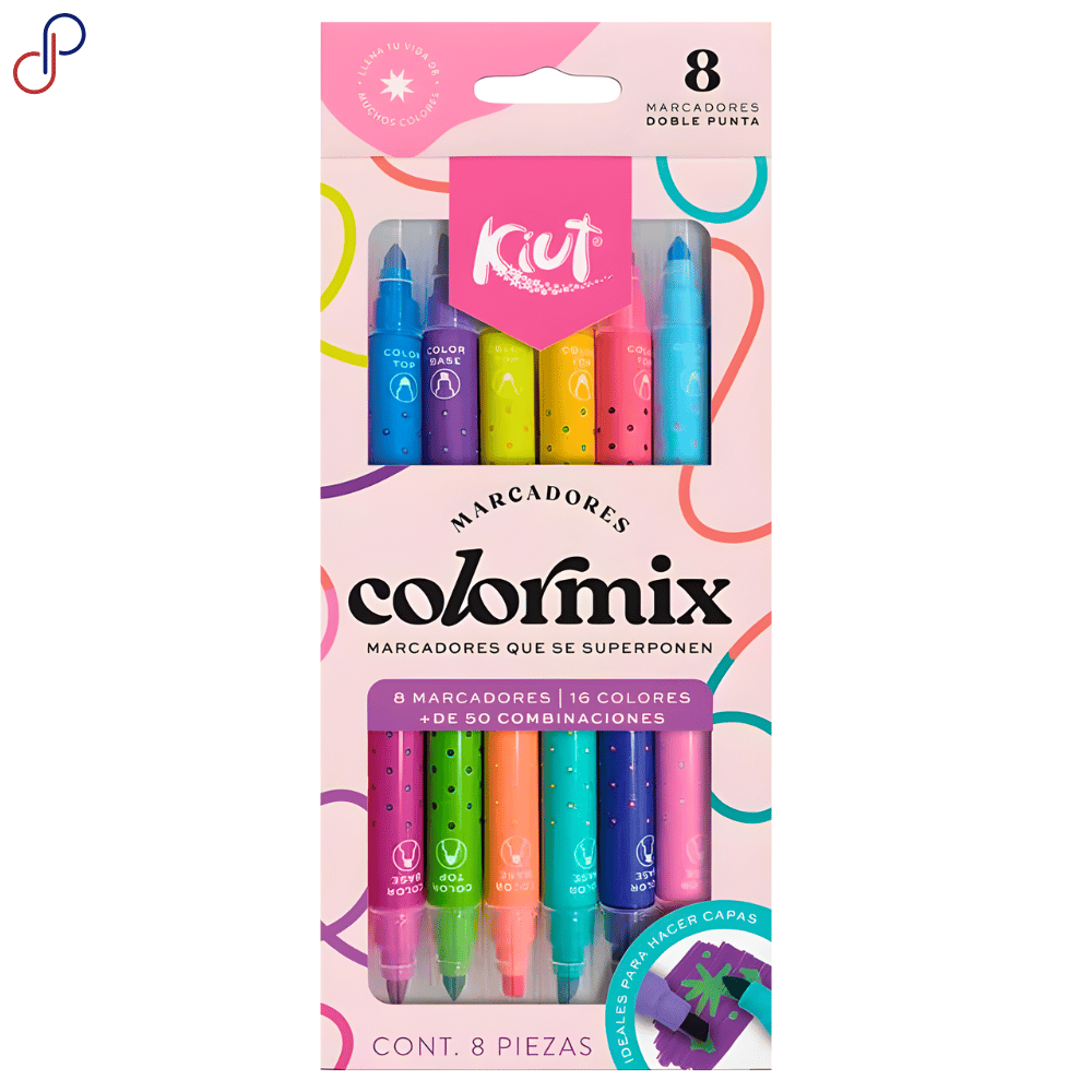 Marcadores Kiut Doble Punta Colormix x8