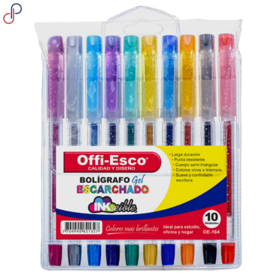 Esferos Offi-Esco 164 Gel Escarchados x10