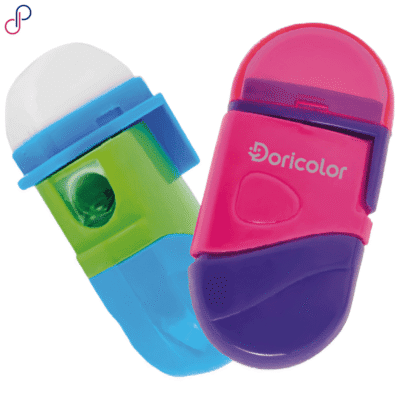 Tajalápiz Doricolor Doble Servicio con Tapa / Borrador